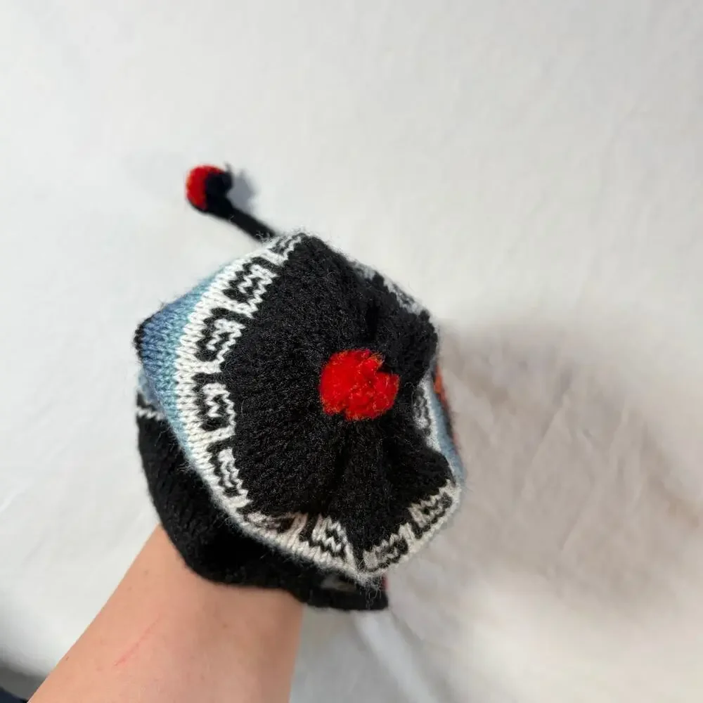 Handmade baby chullo alpaca hat from Peru. beanie, winter hat, tassels, knit cap